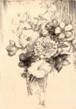 Print by Eliza Draper Gardiner: [Mixed Flowers in Vase] Flowers in Vase, Number One, represented by Childs Gallery
