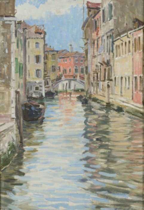 Painting by Elliot Bouton Torrey: Venice Canal Scene, represented by Childs Gallery