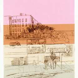 Print by Emily Lombardo: Bronx Beginning: High in the Sky, available at Childs Gallery, Boston