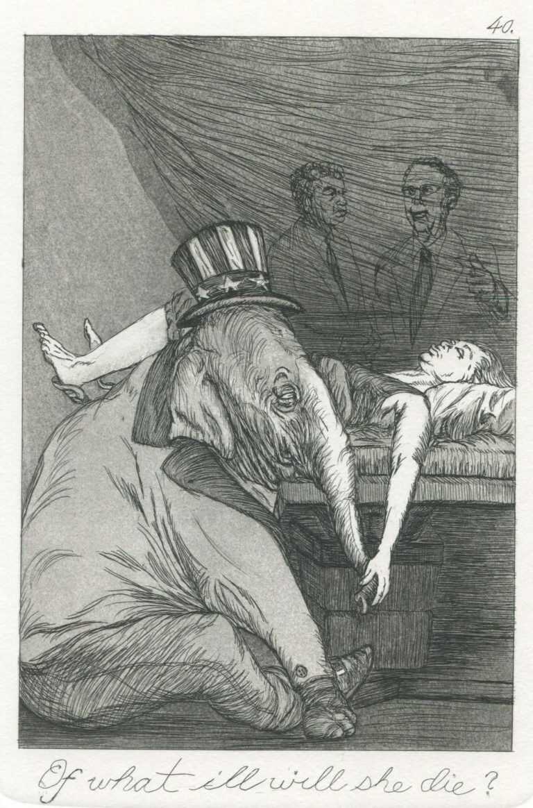 Print By Emily Lombardo: Plate 40: Of What Ill Will She Die?, From The Caprichos At Childs Gallery