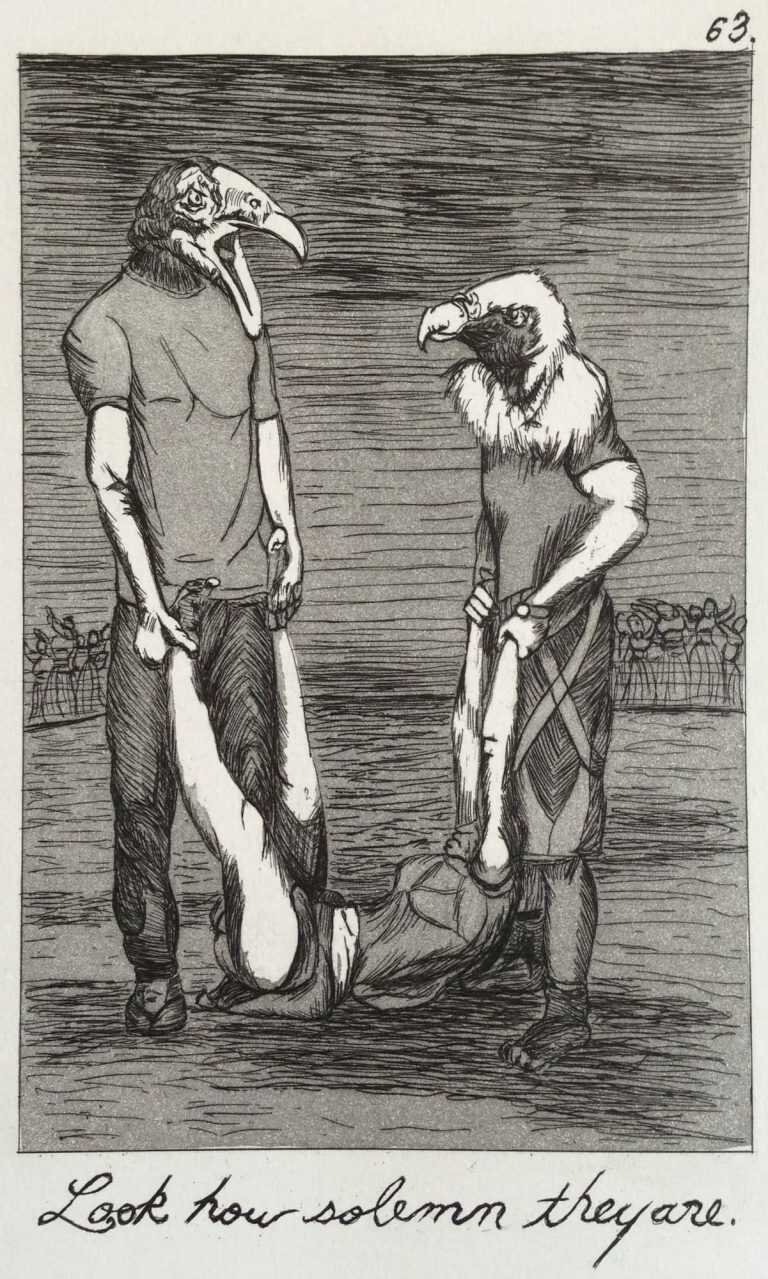 Print By Emily Lombardo: Plate 63: Look How Solemn They Are, From The Caprichos At Childs Gallery