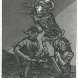 Print By Emily Lombardo: Plate 67: Wait Till You've Been Anointed, From The Caprichos At Childs Gallery