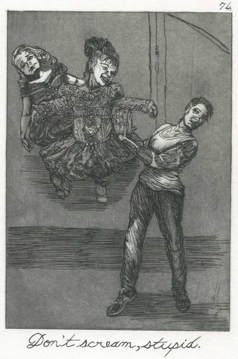 Print By Emily Lombardo: Plate 74: Don't Scream Stupid, From The Caprichos At Childs Gallery