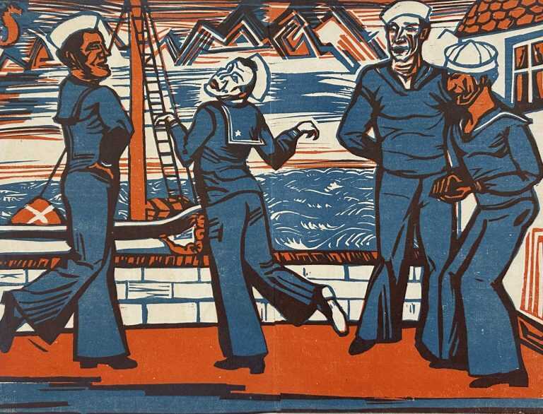 Print by Erich Heckel: Dancing Sailors (Tanzende Matrosen), available at Childs Gallery, Boston