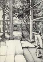 Print by Erik Desmazières: Jardin à Bordeaux, available at Childs Gallery, Boston