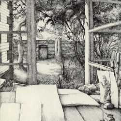Print by Erik Desmazières: Jardin à Bordeaux, available at Childs Gallery, Boston