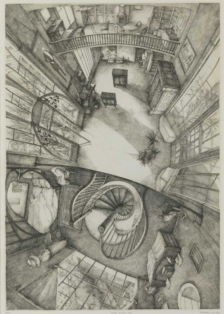Print by Erik Desmazières: L'Atelier de Louis Icart, available at Childs Gallery, Boston