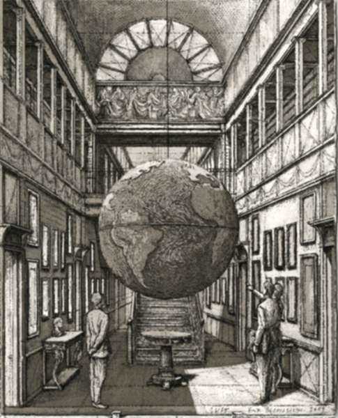Print by Erik Desmazières: Entrance Hall with a Globe, represented by Childs Gallery