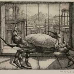 Print By Erik Desmazières: Le Crabe Devant La Ville Ii At Childs Gallery