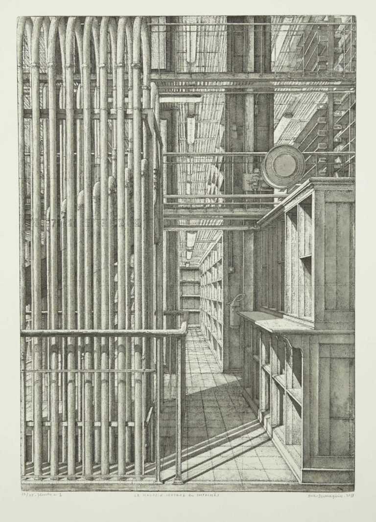 Print By Erik Desmazières: Le Grand Orgue Pneumatique, From Le Magasin Central Des Imprimés At Childs Gallery