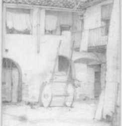 Drawing by Ernest D. Roth: Courtyard, represented by Childs Gallery