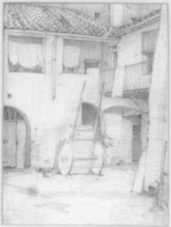 Drawing by Ernest D. Roth: Courtyard, represented by Childs Gallery