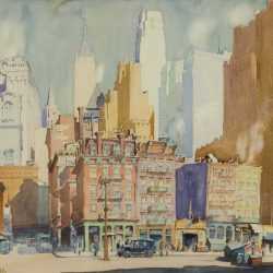 Watercolor By Ernest D. Roth: Downtown, New York City At Childs Gallery