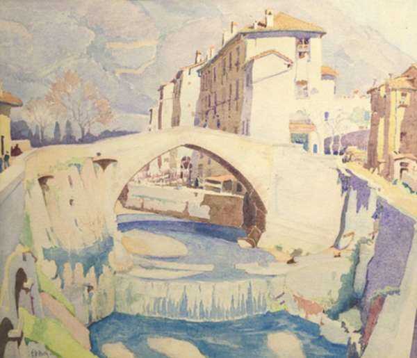 Watercolor by Ernest D. Roth: Segovia [Spain], represented by Childs Gallery