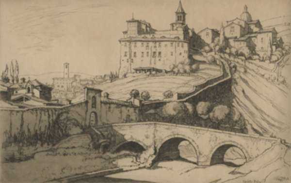 Print by Ernest D. Roth: Spoleto, Italy, represented by Childs Gallery