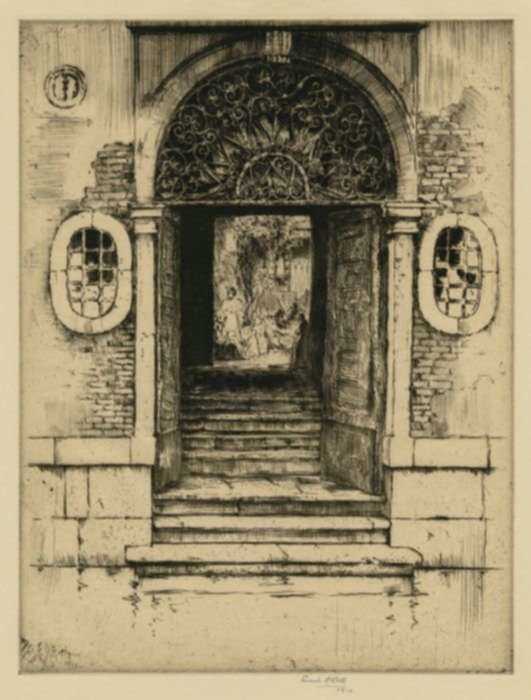 Print by Ernest D. Roth: The Iron Grill, Venice, represented by Childs Gallery
