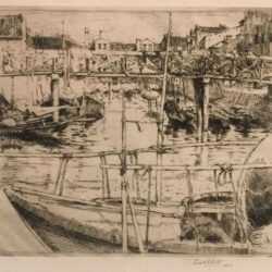 Print by Ernest D. Roth: The Wooden Bridge, Venice , represented by Childs Gallery