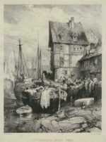 Print by Eugène Isabey: Interieur d'un Port, represented by Childs Gallery