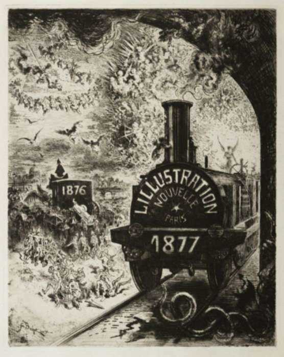 Print by Félix Buhot: Frontispice pour L'Illustration Nouvelle 1877: L'Enterrement, represented by Childs Gallery