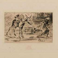 Print by Félix Buhot: L'Ane et la Vieille, represented by Childs Gallery