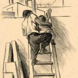 Print by Fernando Castro Pacheco: The Ladder, represented by Childs Gallery