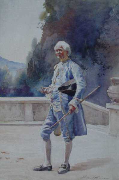 Watercolor by Florence Robinson: A French Gentleman (of the Old School), represented by Childs Gallery