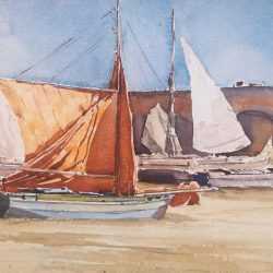 Watercolor By Florence Robinson: Bordeaux Sailboats At Childs Gallery