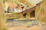 Watercolor by Florence Robinson: Bourgogne, Dijon, France, represented by Childs Gallery