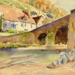 Watercolor by Florence Robinson: Bourgogne, Dijon, France, represented by Childs Gallery