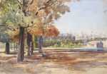 Watercolor By Florence Robinson: Tuileries Garden, Paris At Childs Gallery