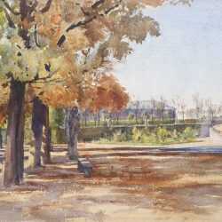 Watercolor By Florence Robinson: Tuileries Garden, Paris At Childs Gallery