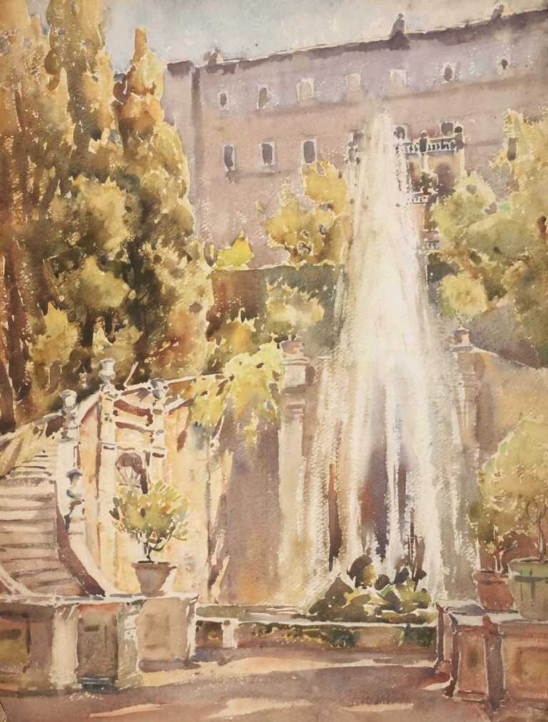 Watercolor By Florence Robinson: Villa D'este, Tivoli (near Rome) At Childs Gallery