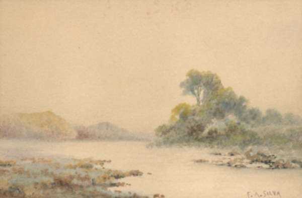 Watercolor by Francis Augustus Silva: [Tranquil Stream], represented by Childs Gallery