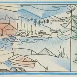 Drawing By Francis E. Hamabe: Boat Yard, South Blue Hill At Childs Gallery