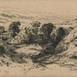 Print by Francis Seymour Haden: Nine Barrow Down, represented by Childs Gallery