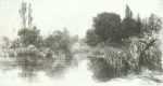 Print by Francis Seymour Haden: Shere Mill Pond, No. II (L' Étang au Canard], represented by Childs Gallery