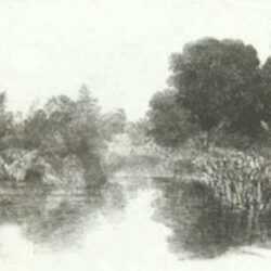 Print by Francis Seymour Haden: Shere Mill Pond, No. II (L' Étang au Canard], represented by Childs Gallery