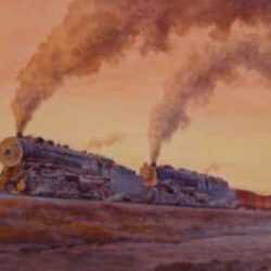 Watercolor by Francis Wenderoth Saunders: Chuggin' Home, represented by Childs Gallery