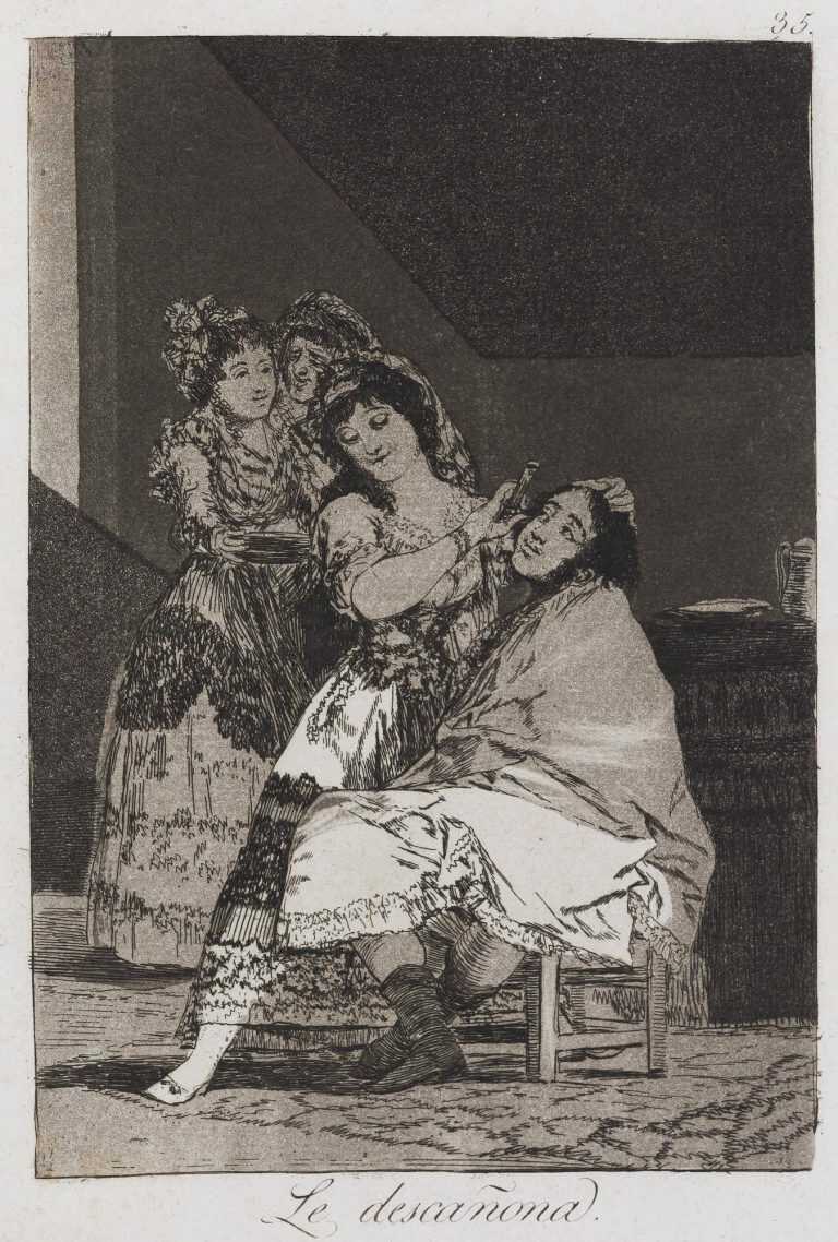 Print By Francisco José De Goya Y Lucientes: La Descañona, Plate 35 From Los Caprichos At Childs Gallery