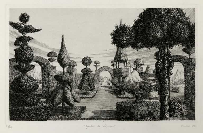 Print by François Houtin: Jardin de Silence, available at Childs Gallery, Boston