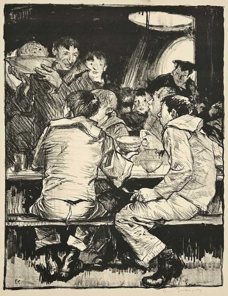 Print by Frank Brangwyn: Making Sailors: Duff, available at Childs Gallery, Boston