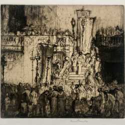 Print by Frank Brangwyn: Procession, Genoa, available at Childs Gallery, Boston