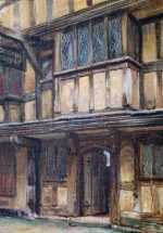 Painting by Frank Moss Bennett: Butcher's Row, Shrewsbury, represented by Childs Gallery