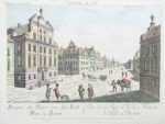 Print by Franz Xaver Habermann: Prospect des Plazes vor dem Rath Haus zu Boston/Vue de la Ru, represented by Childs Gallery