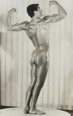 Photograph by Frederick Kovert (Kovert of Hollywood): [Man flexing], available at Childs Gallery, Boston