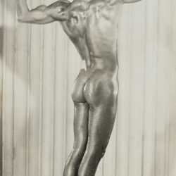 Photograph by Frederick Kovert (Kovert of Hollywood): [Man flexing], available at Childs Gallery, Boston