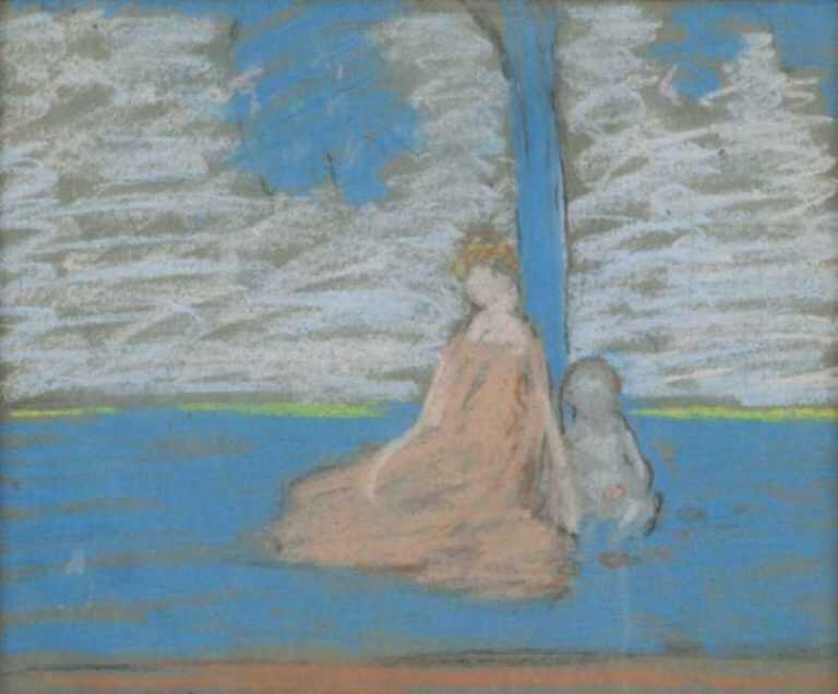 Pastel by Frederick Bosley: Mother and Child, represented by Childs Gallery