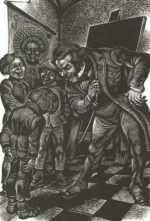 Print by Fritz Eichenberg: A Raw Youth [Boy with Schoolmaster], represented by Childs Gallery
