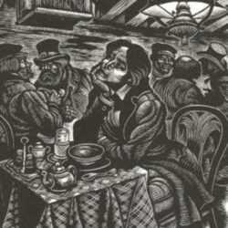 Print by Fritz Eichenberg: A Raw Youth [Man at Table], represented by Childs Gallery