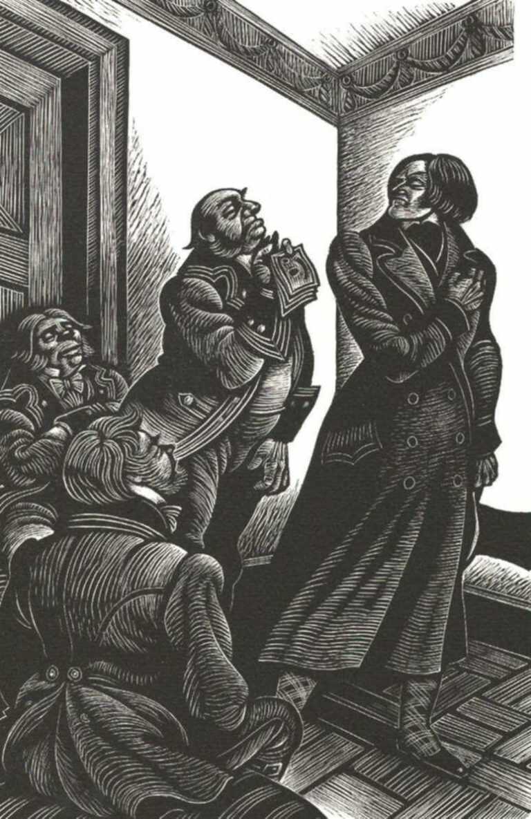Print by Fritz Eichenberg: A Raw Youth [Man in overcoat], represented by Childs Gallery